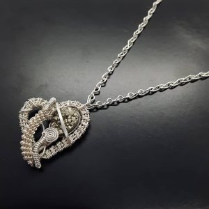 pyrite gemstone heart necklace