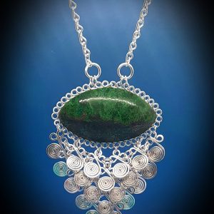 Chrysocolla wirewrap art necklace