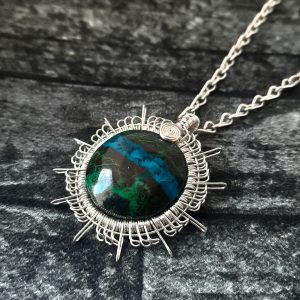 Chrysocolla sun pendant