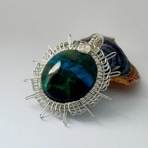 Chrysocolla sun pendant andean art